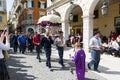 CORFU, GREECE - APRIL 6, 2018: The epitaph processions of Good Friday in Corfu. Every church organize a litany.